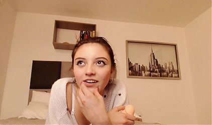 Beautiful and cute nerdy Colombian girl loves to misbehave for daddy on his webcam show, while she learns how to satisfy